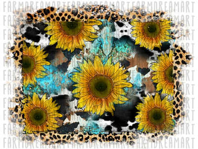 Cowhide Sunflower Western Distressed Background Png app branding design graphic design illustration logo typography ui ux vector