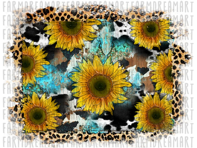 Cowhide Sunflower Western Distressed Background Png