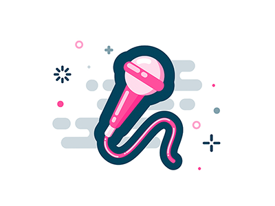Singing blue dribbble icon illustration microphone navy pink singing vector