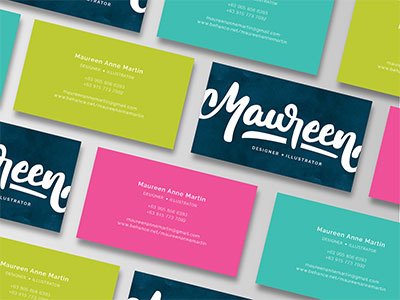 Personal Business card art direction brand branding businesscard dribbble green illustraion lettering logo navy personal branding pink turquoise