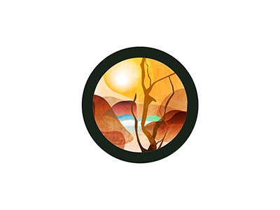 Summer Heat desert icon illustration orange sticker summer