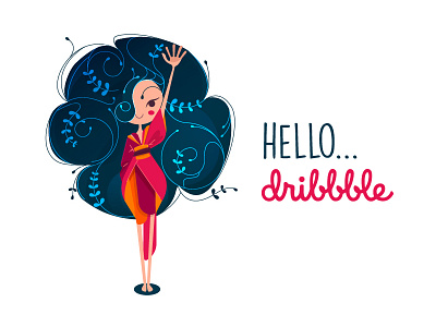 Hello Dribble! character debut first flat girl hair illustration