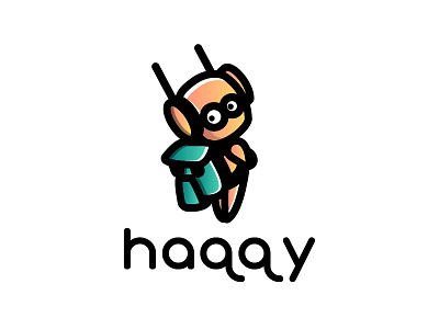 haqqy today! adventure backpack character logo mascot robot