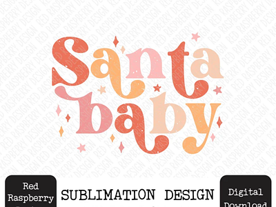 Santa Baby PNG, Muted Christmas Typography Sublimation