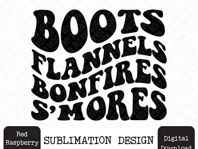 Boots Flannels Bonfires Smores Groovy Stacked PNG app branding design graphic design illustration logo typography ui ux vector