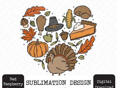 Love Thanksgiving Pumpkin Leaves PNG Sublimation app branding design graphic design illustration logo typography ui ux vector