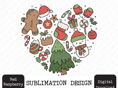 Love Christmas PNG Sublimation, I Heart Christmas PNG