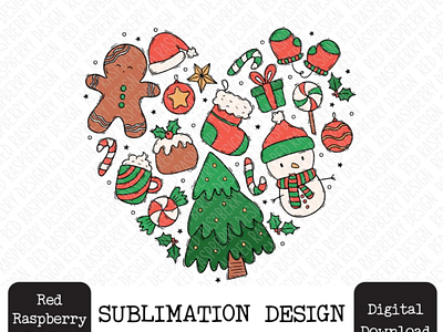 Love Christmas PNG Sublimation, I Heart Christmas PNG