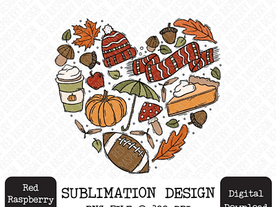 Love Fall Pumpkin Leaves PNG Sublimation