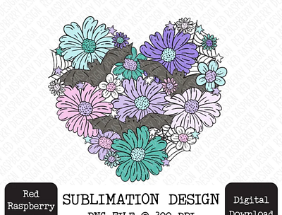 Love Halloween PNG, Floral Bats Halloween Sublimation app branding design graphic design illustration logo typography ui ux vector