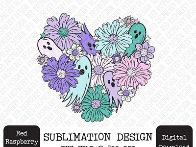 Love Halloween PNG, Floral Ghost Halloween Sublimation