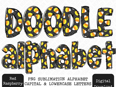 Candy Corn Halloween Doodle Alphabet Letters