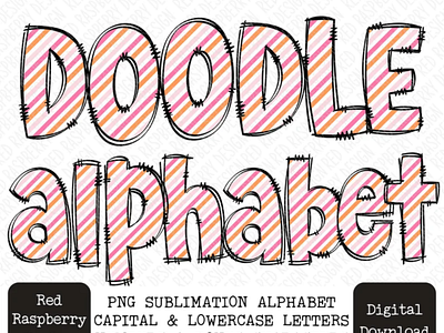 Pink Orange Stripe Doodle Alphabet Letters, Pink Halloween PNG