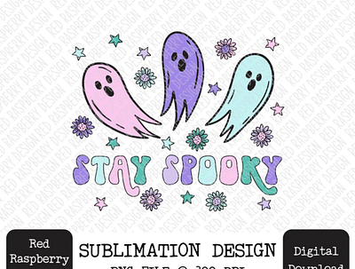 Stay Spooky Groovy Ghost PNG Sublimation app branding design graphic design illustration logo typography ui ux vector