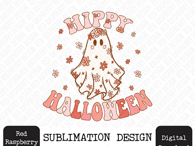 Hippy Halloween Groovy Ghost PNG Sublimation app branding design graphic design illustration logo typography ui ux vector