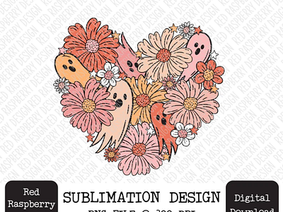 Love Halloween PNG, Floral Ghost Halloween Sublimation