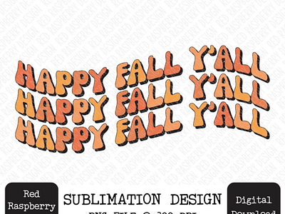 Happy Fall Yall Retro Groovy Stacked PNG