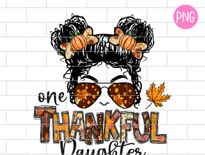 One Thankful Daughter PNG, Kids Thanksgiving app branding design graphic design illustration logo typography ui ux vector