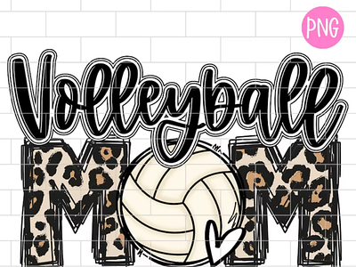 Volleyball Mom Black PNG, Sublimation Design