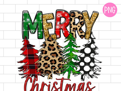 Merry Christmas Trees PNG, Christmas Sublimation