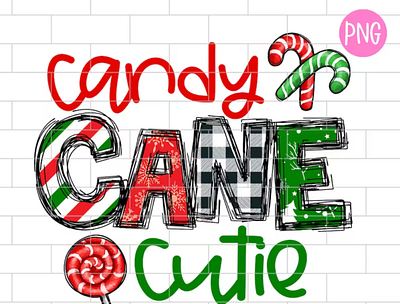 Cute Girls Christmas PNG, Candy Cane Cutie, Christmas Kids Subli app branding design graphic design illustration logo typography ui ux vector