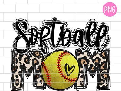 Softball Mom Black PNG, Sublimation Design Downloads