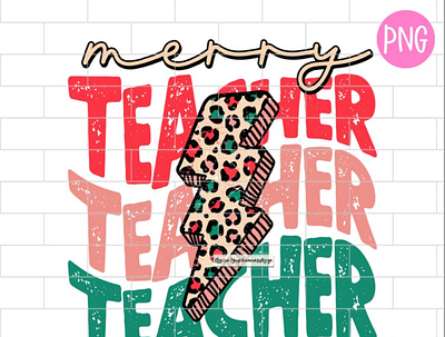 Merry Teacher PNG, Christmas Teacher app branding design graphic design illustration logo typography ui