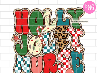 Holly Jolly Nurse Christmas PNG, Leopard