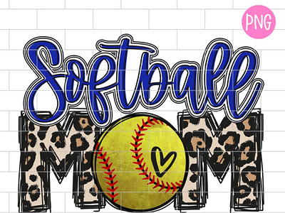 Softball Mom Blue PNG, Sublimation Design Downloads