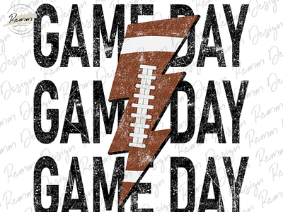 Game Day Football Lightning Bolt Png, Distressed Football Png