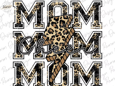 Cheer Mom Png, Leopard Cheer Mom Lightning Bolt Png