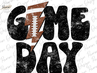 Retro Game Day Football Lightning Bolt PNG