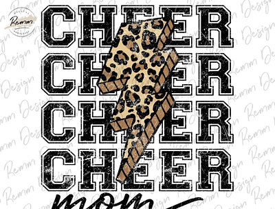 Cheer Mom Png, Leopard Print Cheer Mom Lightning Bolt Png 3d animation app branding design graphic design illustration logo