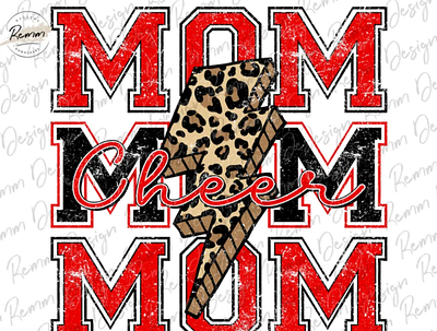 Cheer Mom Png, Red and Black Leopard Cheer Mom Lightning 3d animation app branding design graphic design illustration logo ui vector