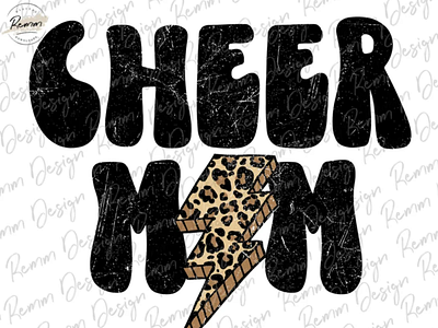 Cheer Mom Png, Retro Cheer Mom Lightning Bolt Png