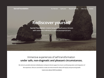 Retreats, final version big picture clean freedom minimal photo retreat travel typography webdesign website
