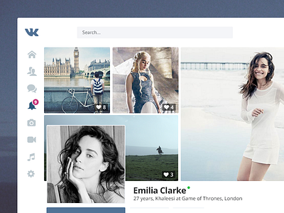 Social Network Concept blue concept dashboard facebook feed messages profile redesign social tiles vk vkontakte