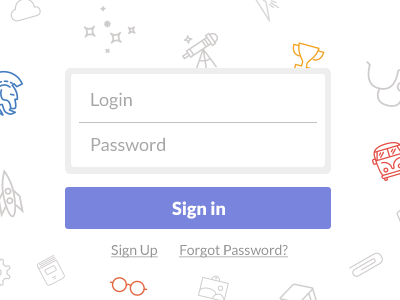 Simple Login Form button form icons light login mosaic password signin signup widget