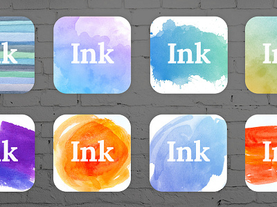 Set of Icons app blob clean color gradient icons ink logo simple splash watercolor white