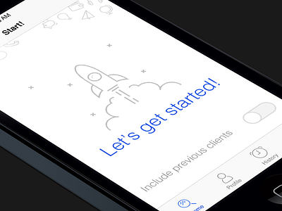 Let's Get Started! app clean icons ios iphone minimal mobile outline rocket screen start white