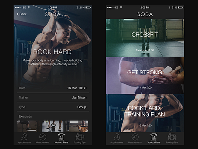 Fitness App WIP app black dark exercise fitness gym health iphone mobile muscles sport workout