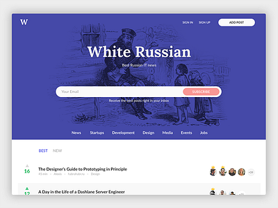 White Russian content telescope ui web webdesign website