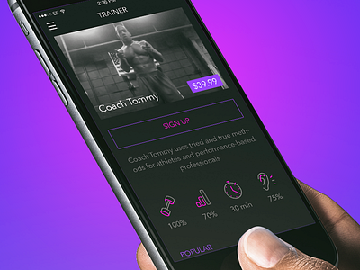 Fitness App app feed fitness purple