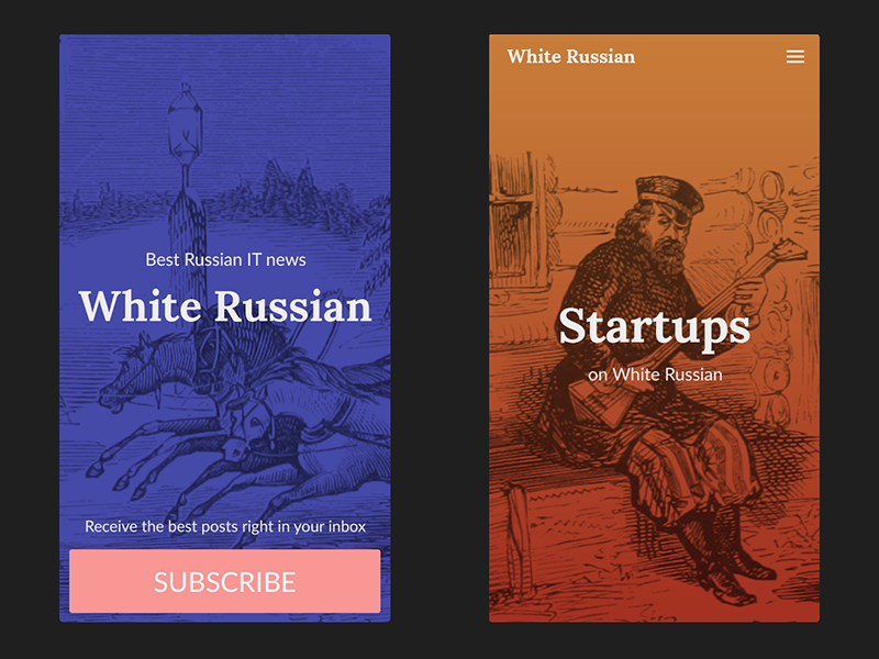White Russian Mobile mobile responsive illustrations ui russian white background colours gradient image header
