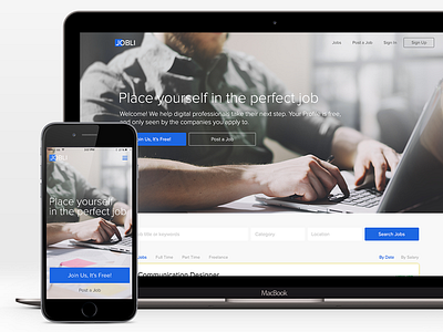 Job Board Design, Desktop and Mobile