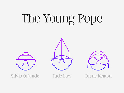 The Young Pope Icons clean face icon line outline purple show tv white