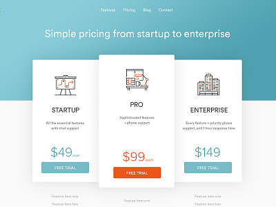 Pricing Table clean design icons pricing table ui website