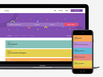 Job Board Design, Responsive Layout