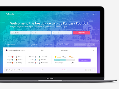 Fantasy Football Homepage admin bet fantasy football gradient homepage sport website