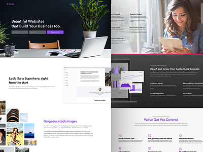 Heroik Landing Page clean desktop heroik landing page minimal purple web design website builder website marketing dashboard